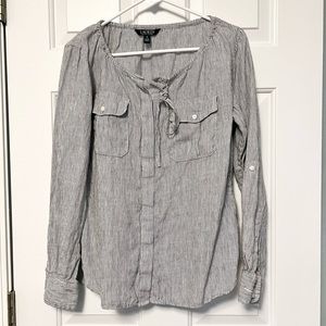 Linen long sleeve top. Size M